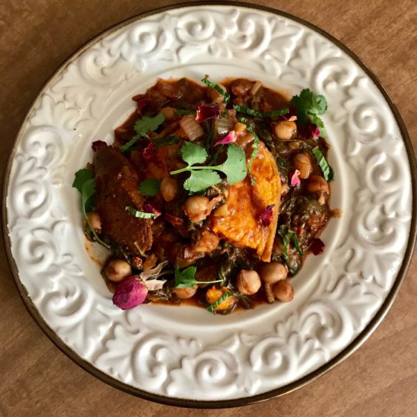 plated chickpea braise